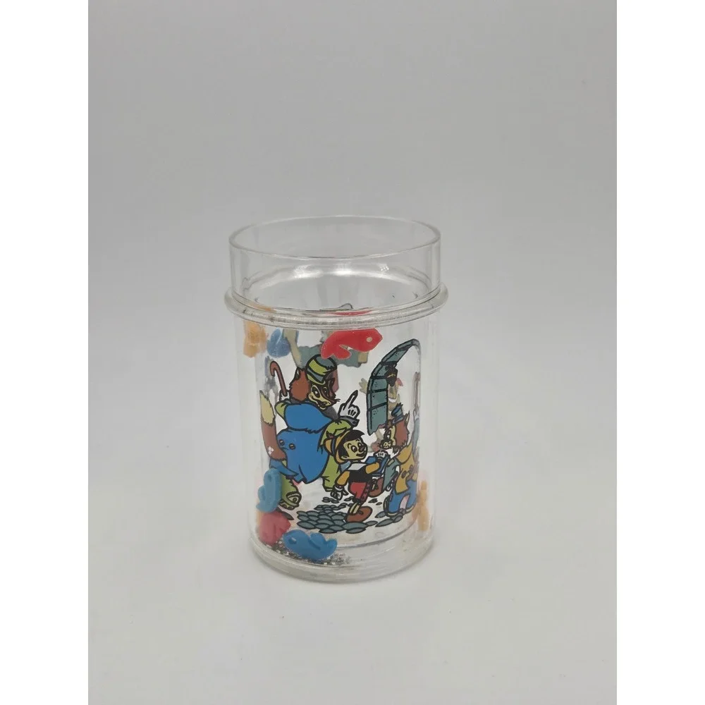 Vintage Disney Pinocchio Floating Fish Double Walled Acrylic Tumbler Cup 4.25in